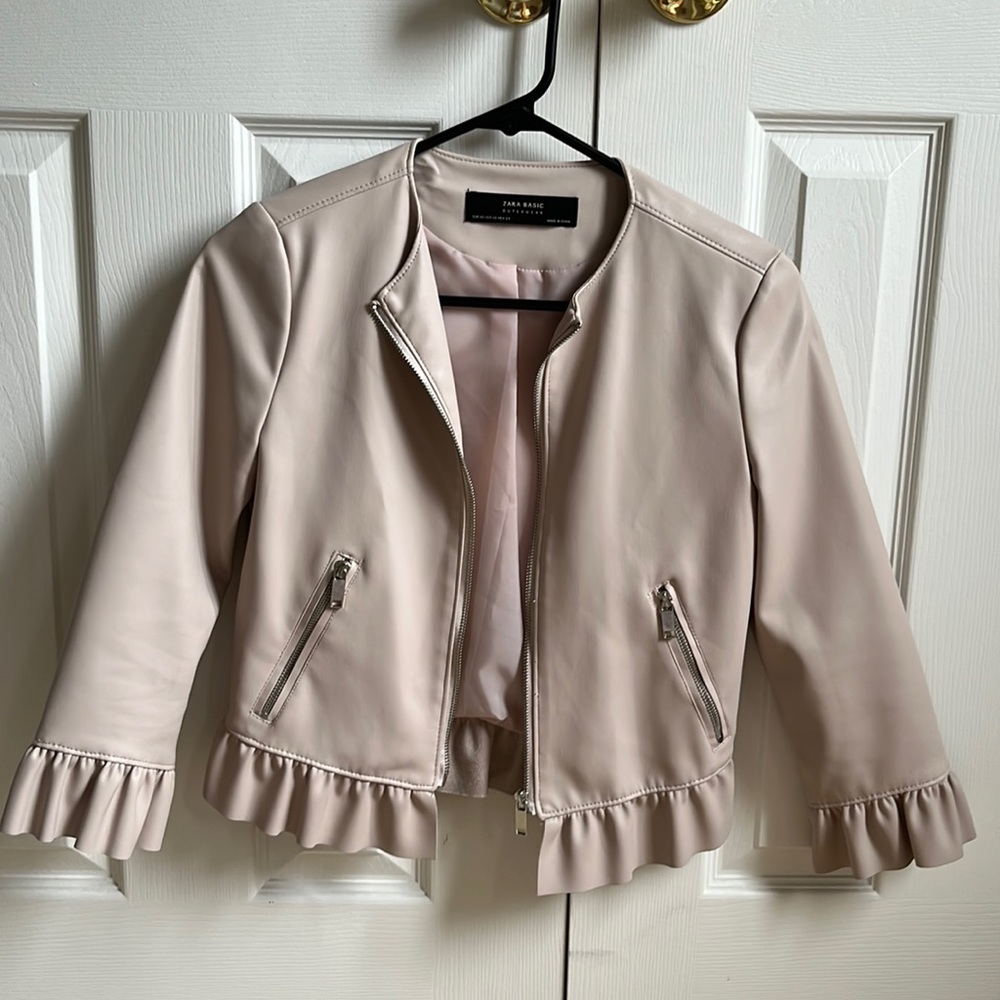 Blush pink leather jacket